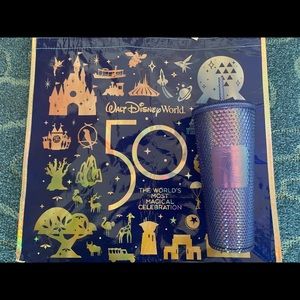 NWT 2021 Walt Disney World 50th Anniversary Blue Studded Starbucks Tumbler!